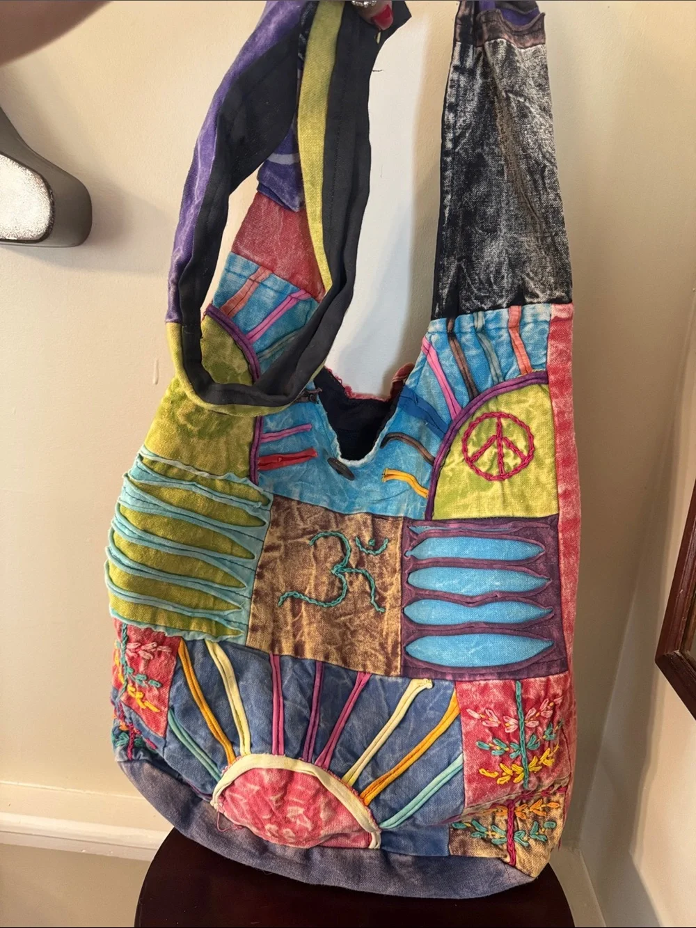 Bohemian Patchwork Velvet Shoulder Bag in Multicolor